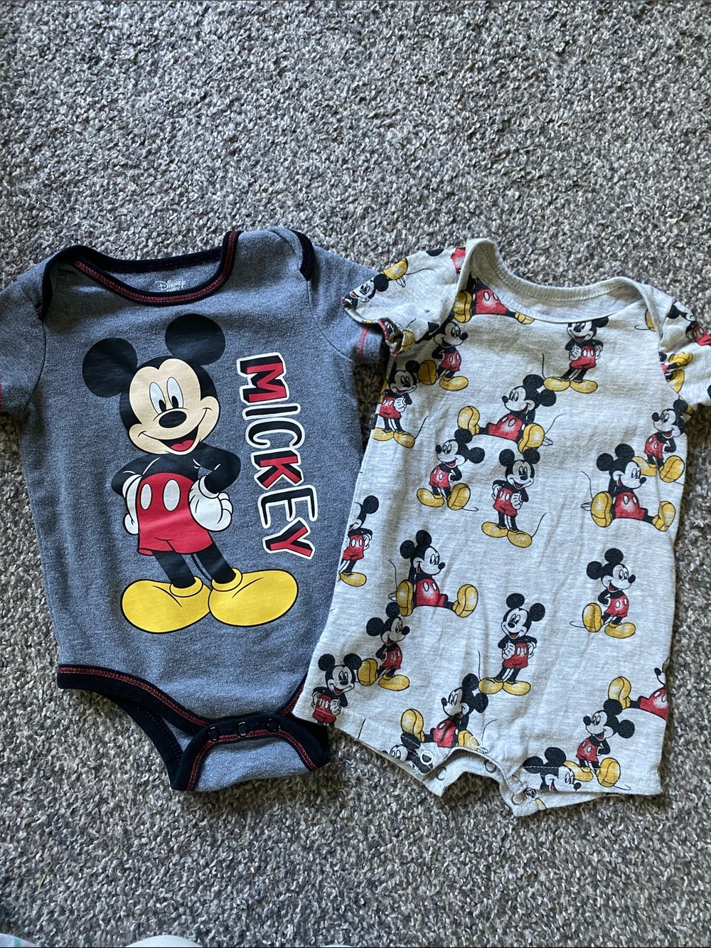 Disney Gray & Black Mickey Mouse Baby One-Piece Bodysuit Set